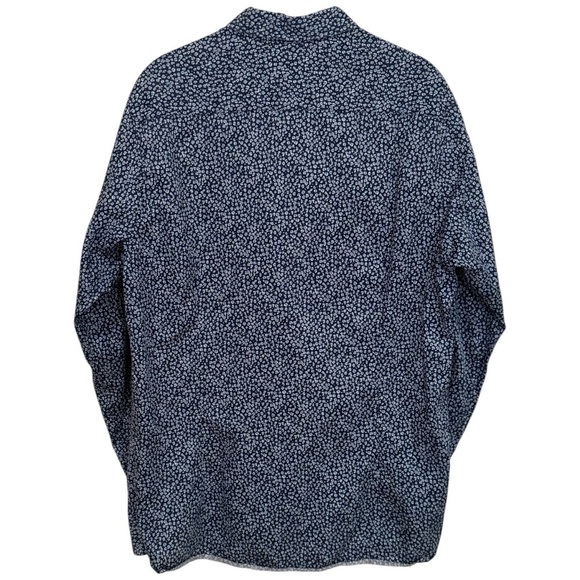 Ted Baker Blue Leopard Print Long Sleeve Chic Careerwear Buttondown Size 4 - Picture 5 of 11